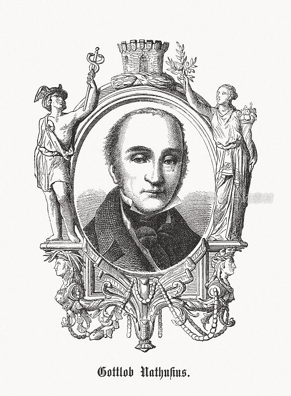 Johann Gottlob Nathusius(德国企业家，1760-1835)，木版雕刻，1869年出版